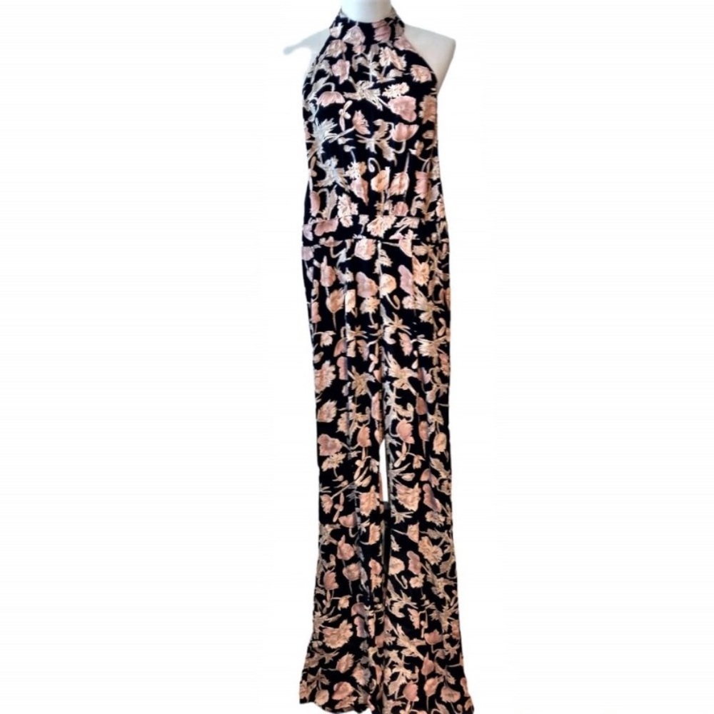 Gorgeous Flynn Skye Halter Jumpsuit Romper Ava Navy Floral S NEW